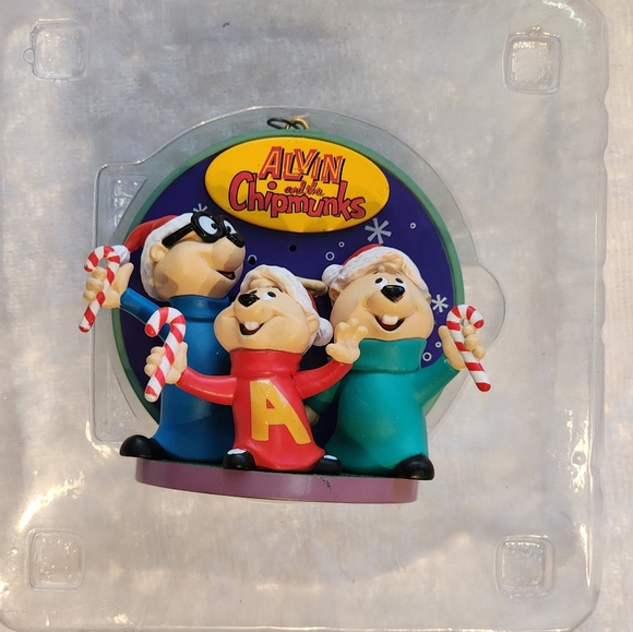 Vtg Carlton Cards Christmas time is here! Alvin Chipmunks Music 🎵 Ornament - Picture 5 of 8